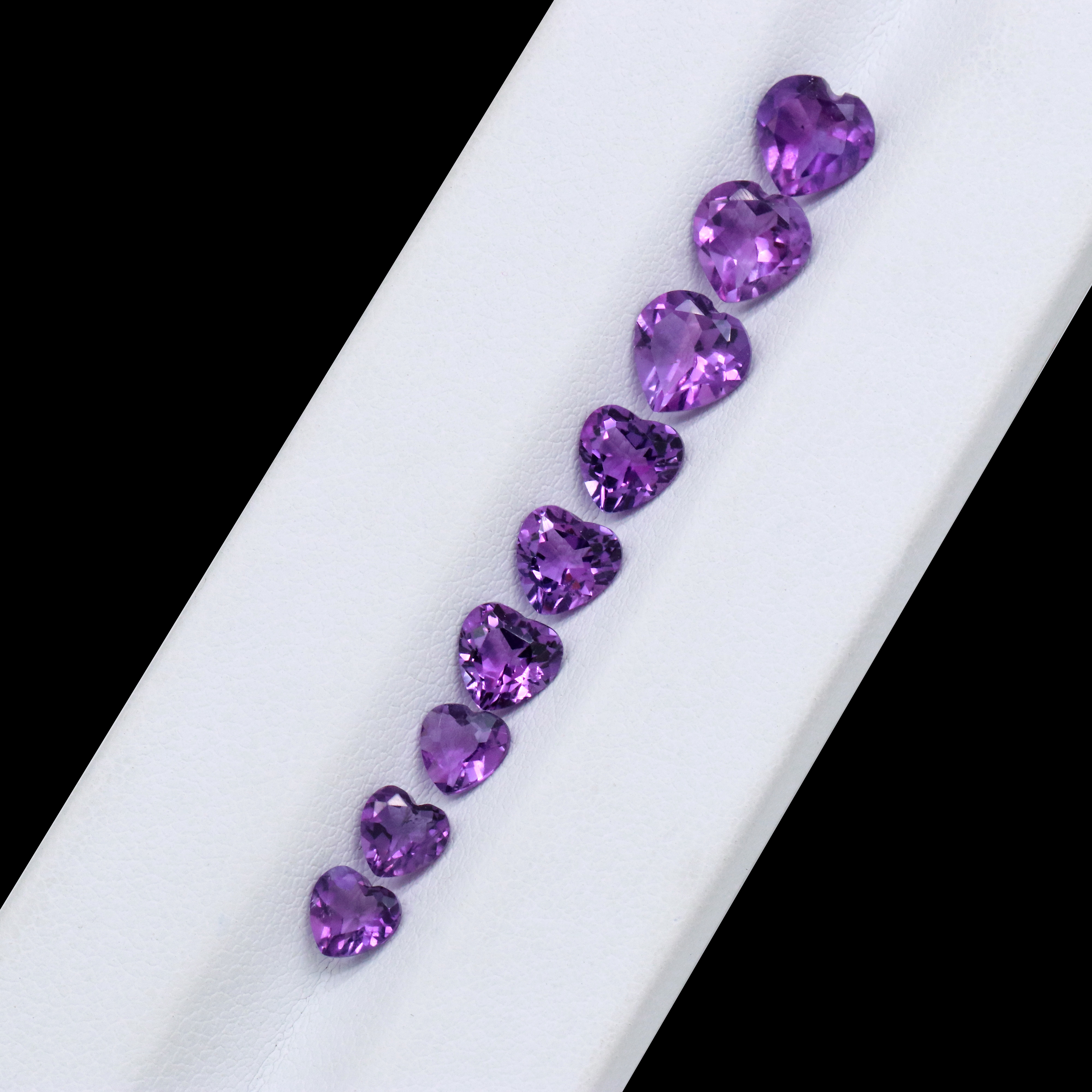 天然紫水晶心形戒面批发工厂