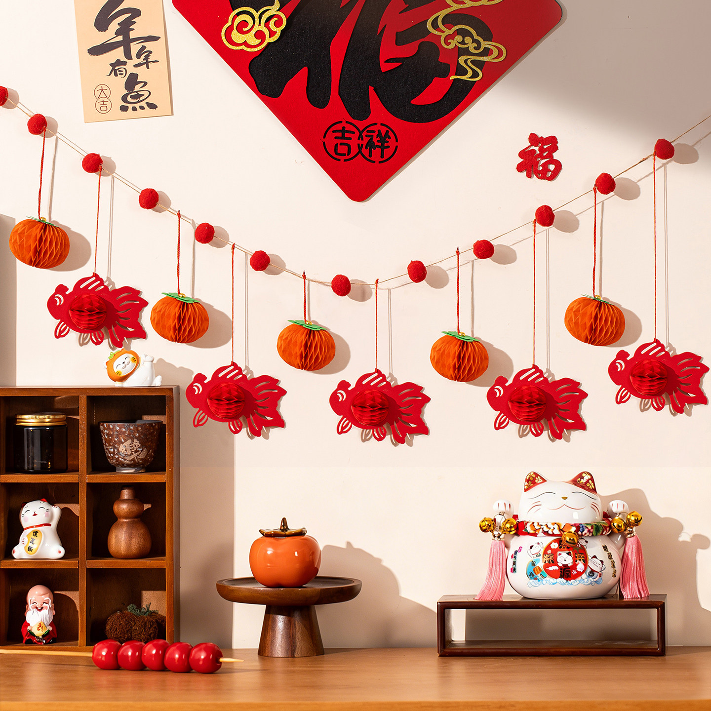 新年小挂件装饰用品2026春节新款春字喜庆元旦客厅盆景蜂窝球挂饰,节庆用品/礼品,节日装扮用品,淘宝优惠券,粉丝福利购,淘宝优惠卷