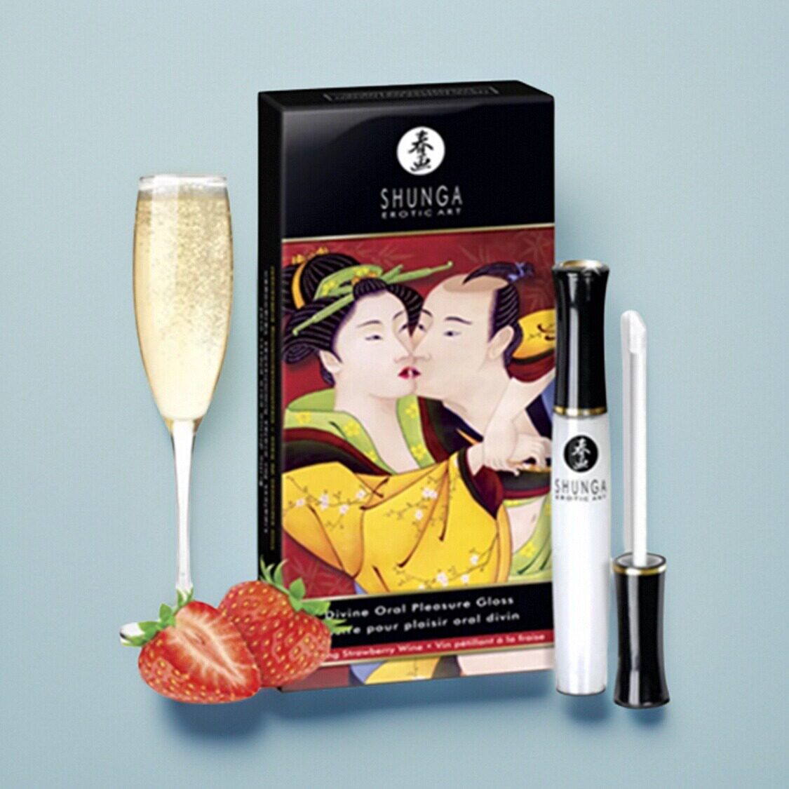 加拿大进口春画shunga唇彩冰火两重天男女用情趣唇釉嘴唇草莓香槟