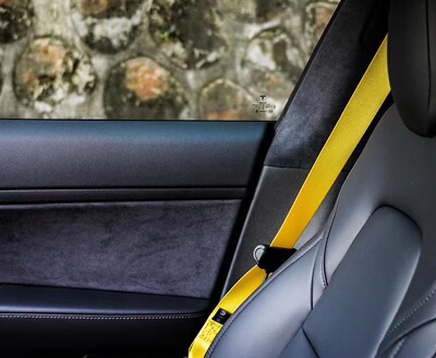 德国BERGER富贵黄色安全带汽车改装翻新保险带换色固德安全带