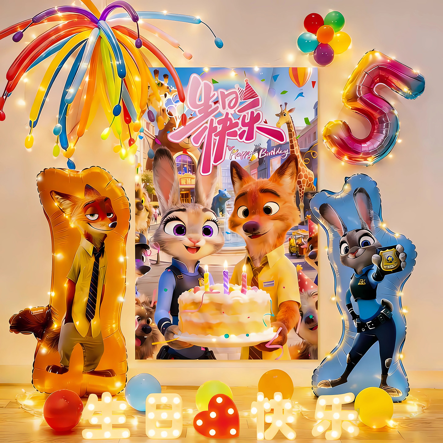 疯狂动物城生日快乐挂布装饰男女孩5周岁气球派对仪式感场景布置,节庆用品/礼品,装扮布置套餐,淘宝优惠券,粉丝福利购,淘宝优惠卷