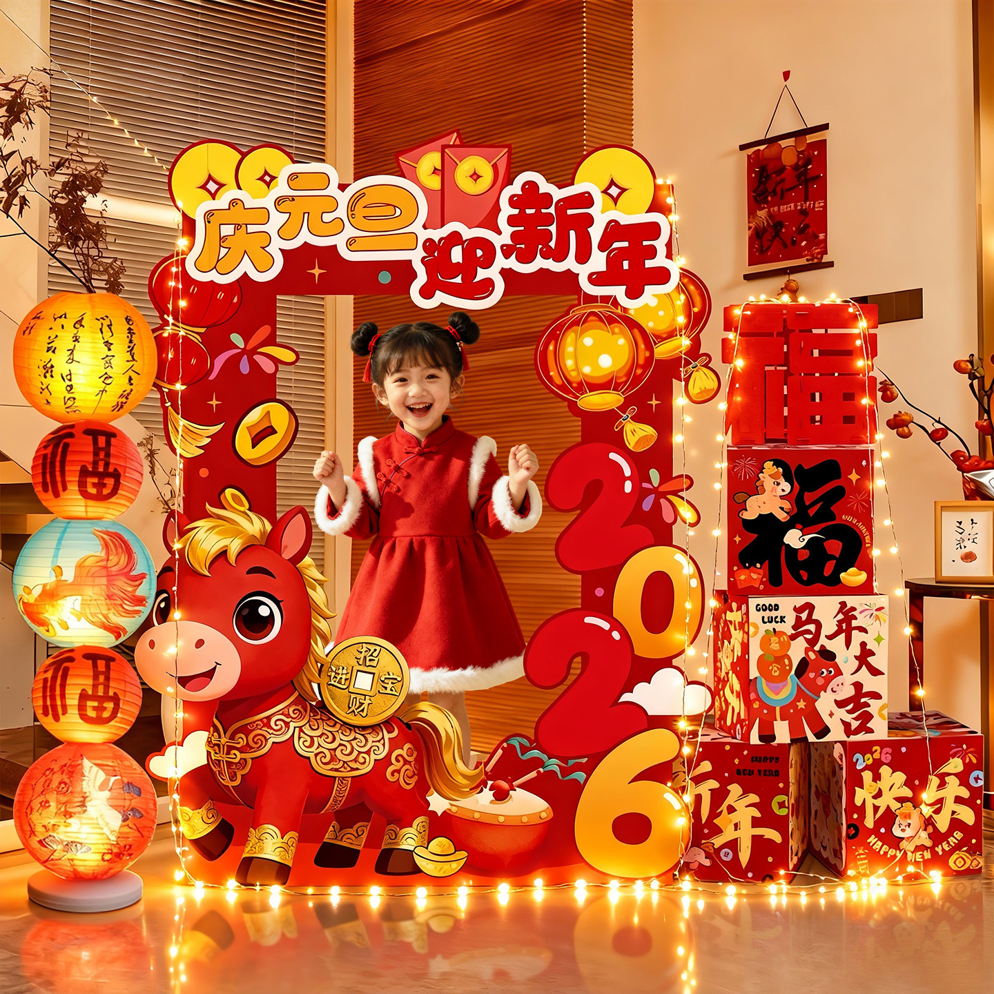 2026元旦新年拍照框装饰kt板幼儿园商场店铺公司春节场景布置摆件,节庆用品/礼品,装扮布置套餐,淘宝优惠券,粉丝福利购,淘宝优惠卷