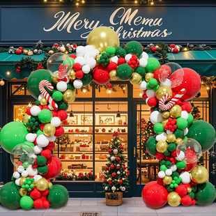 圣诞节商场店铺门口氛围装饰品气球拱门对联场景布置站立圣诞老人