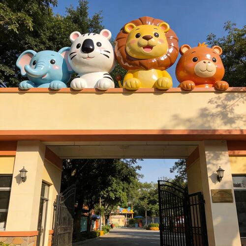 玻璃钢卡通雕塑定制门头美陈