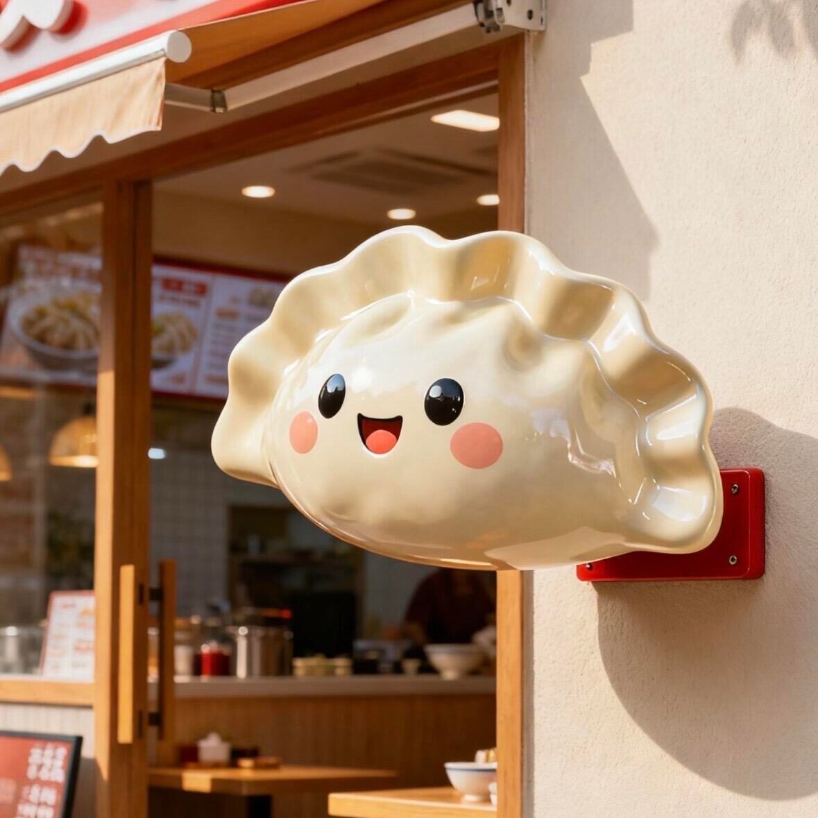 玻璃钢饺子门头招牌定制引流拍照
