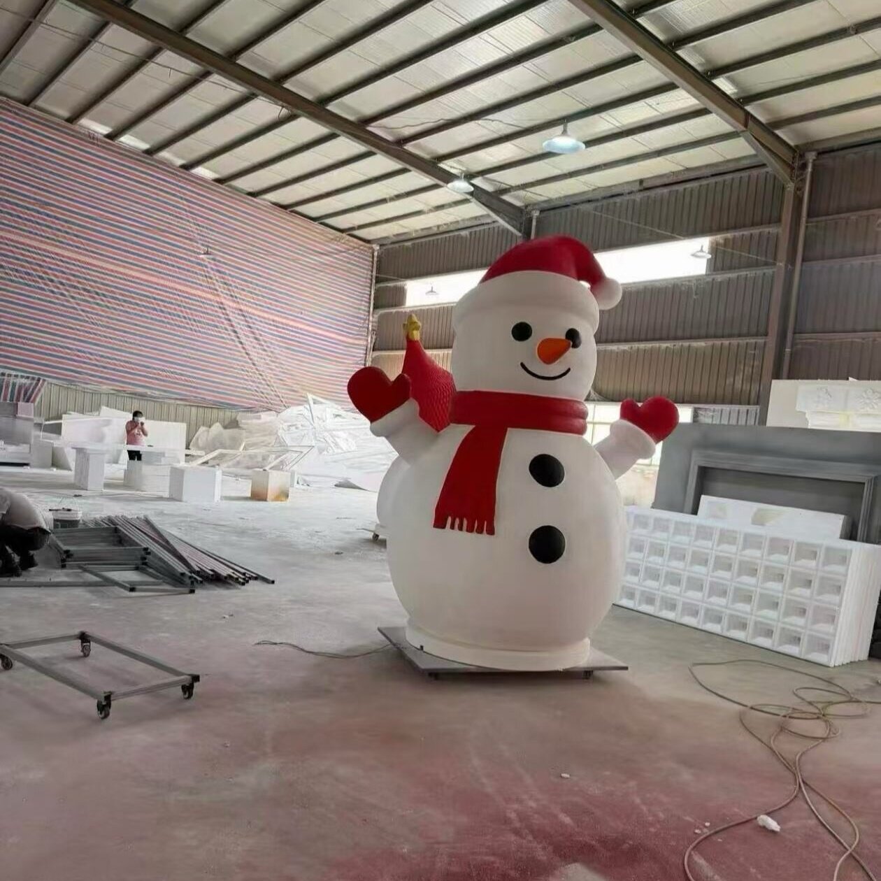 玻璃钢雪人卡通雕塑定制落地摆件