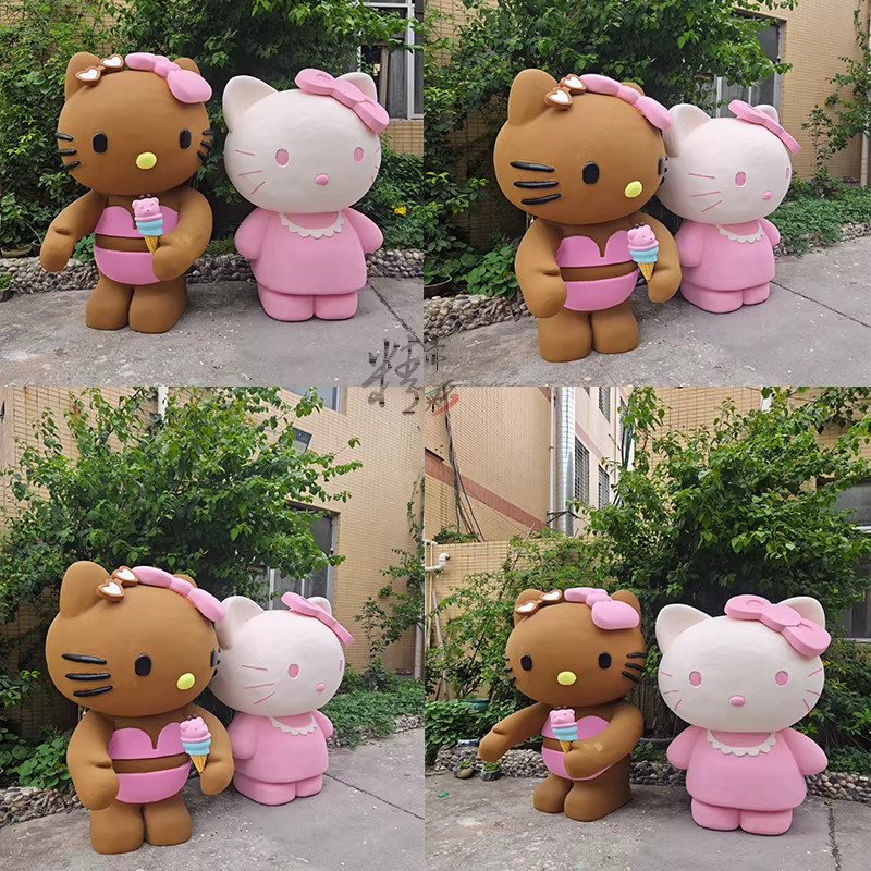 玻璃钢雕塑定制kt猫巨型摆件美陈装饰打卡HelloKitty引流摆件雕塑