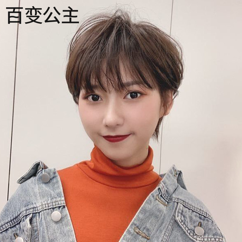 假发女短发网红圆脸自然全头套帅气蓬松空气刘海气质短发发型发套