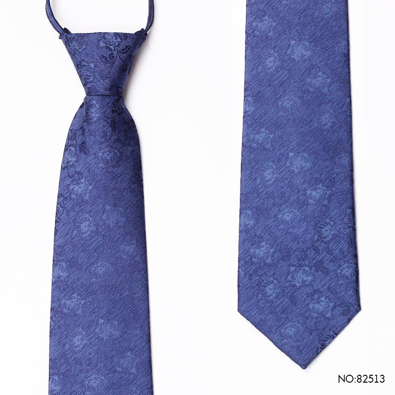 PAOLUVERN保罗领带蓝色玫瑰花免打结婚懒人男士8cm商务正装拉链款