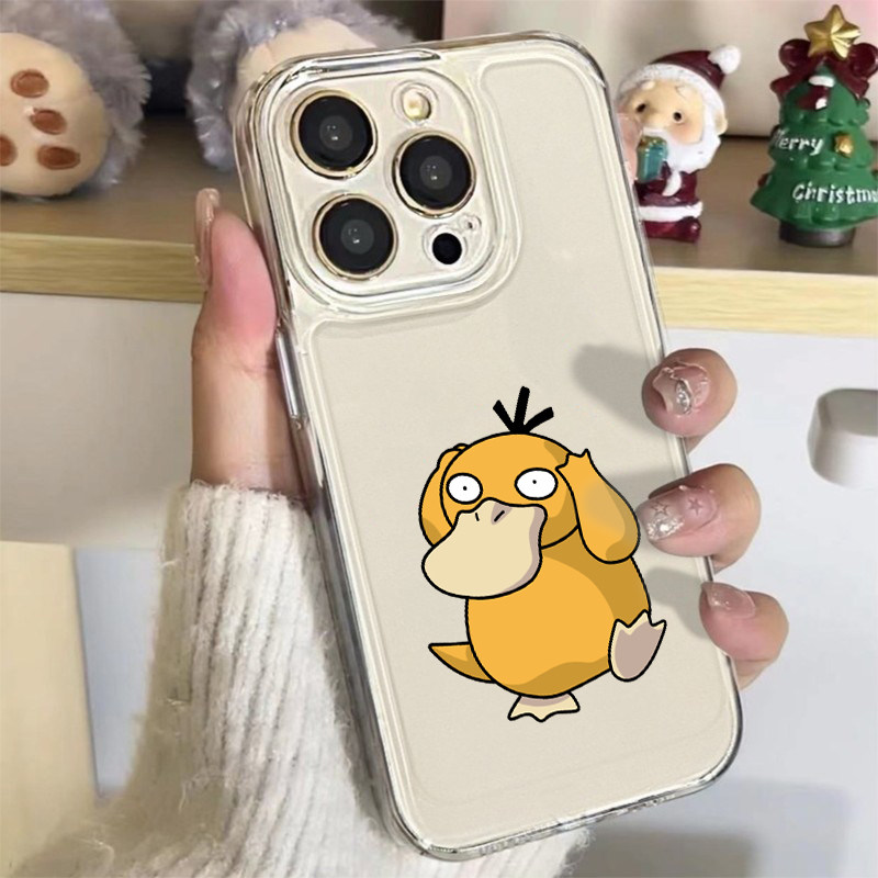 可达鸭适用苹果17手机壳透明防摔保护套iPhone16卡通可爱女全包高级OPPO小米17pro软硅胶透明华为荣耀软壳