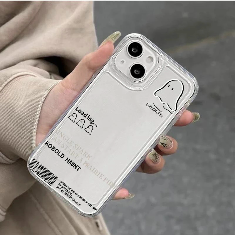 小幽灵出没适用苹果17手机壳卡通适用vivo透明适用iPhone适用小米17壳透明软硅胶手机壳简约可爱软壳