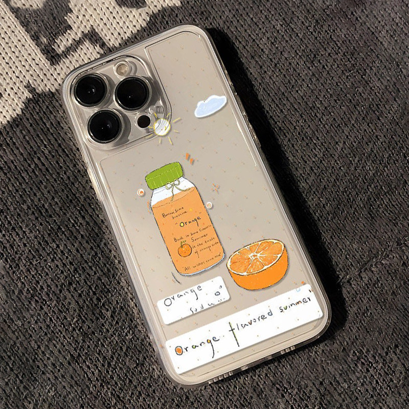 橘子汽水适用苹果17手机壳卡通适用vivo透明适用iPhone适用小米17壳透明软硅胶手机壳简约可爱软壳