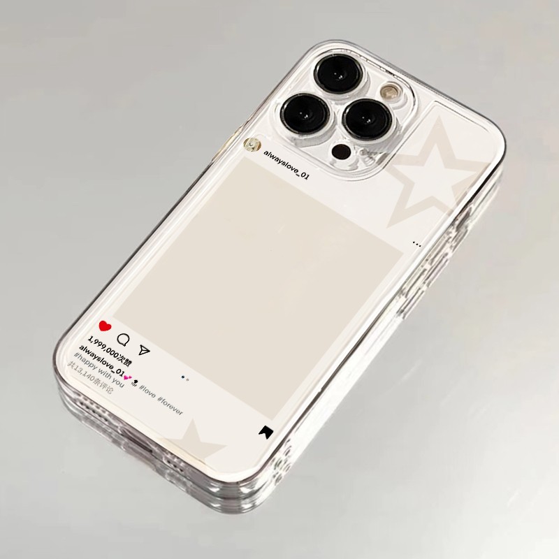 星星相框适用苹果17手机壳卡通适用vivo透明适用iPhone适用小米17壳透明软硅胶手机壳简约可爱软壳