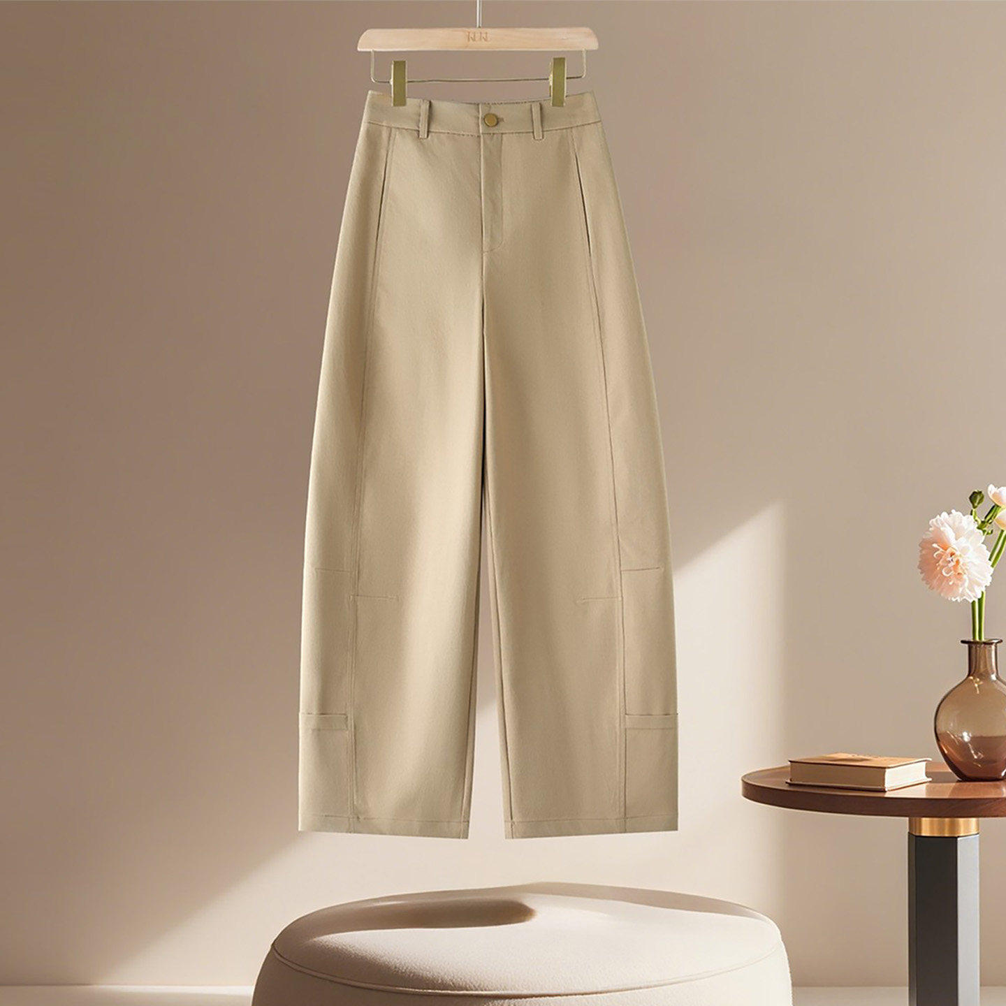 高腰阔腿弯刀裤女春秋新款显瘦垂顺舒适百搭休闲裤宽松遮肉香蕉裤