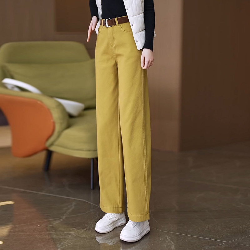 小个子复古高腰百搭直筒牛仔裤女