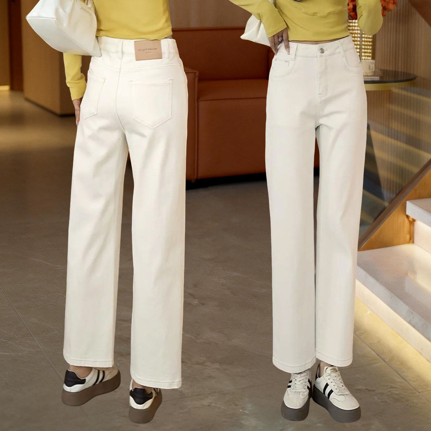 天丝棉窄版阔腿裤女小个子春秋新款高腰直筒烟管裤休闲九分牛仔裤