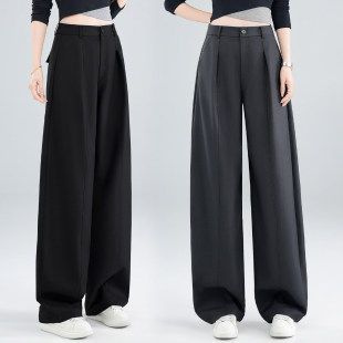 高腰垂感职业休闲裤 气质百搭阔腿弯刀裤 春夏新款 裤 女宽松显瘦西装