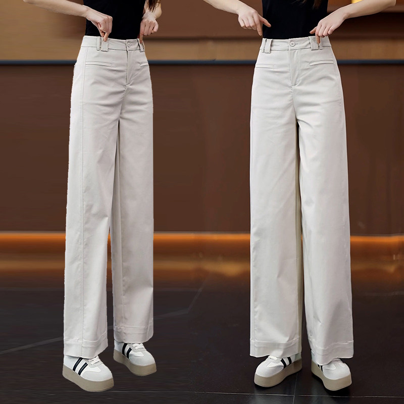 职业西装窄版直筒裤女春夏新款小个子天丝棉休闲裤高腰显瘦阔腿裤