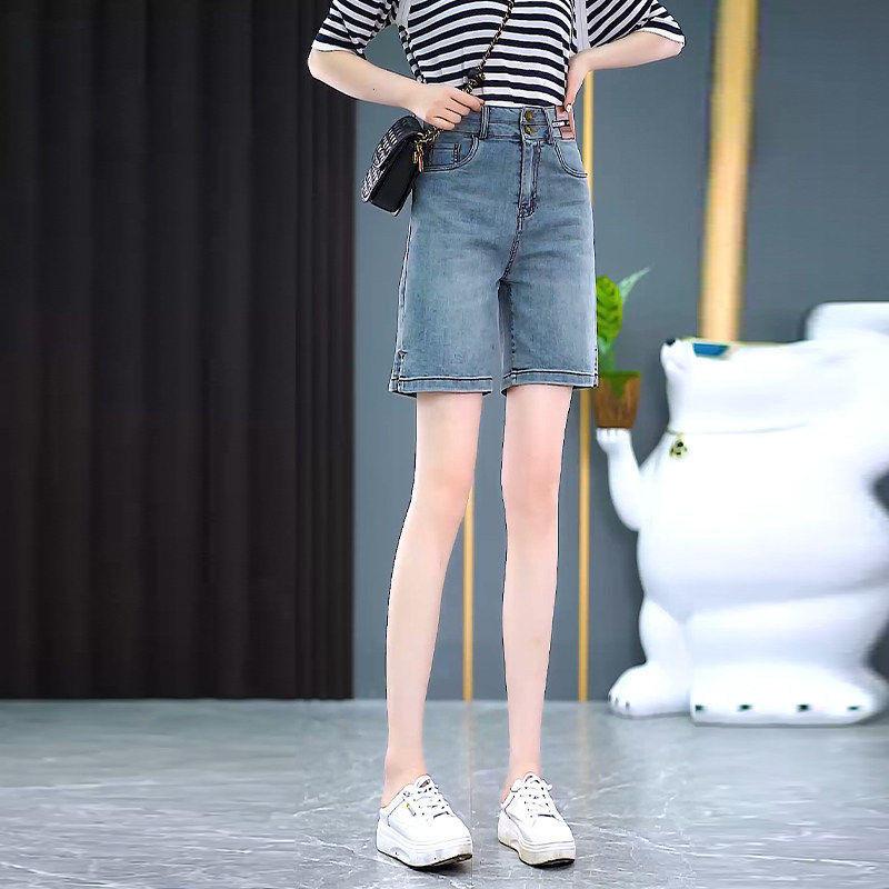 百搭软牛仔直筒裤女2026夏季薄款五分短裤子复古高腰显瘦阔腿中裤