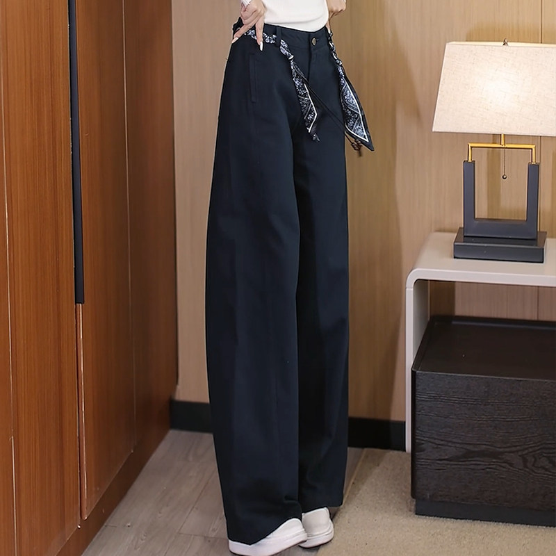 天丝棉牛仔弯刀裤女秋冬高腰长裤