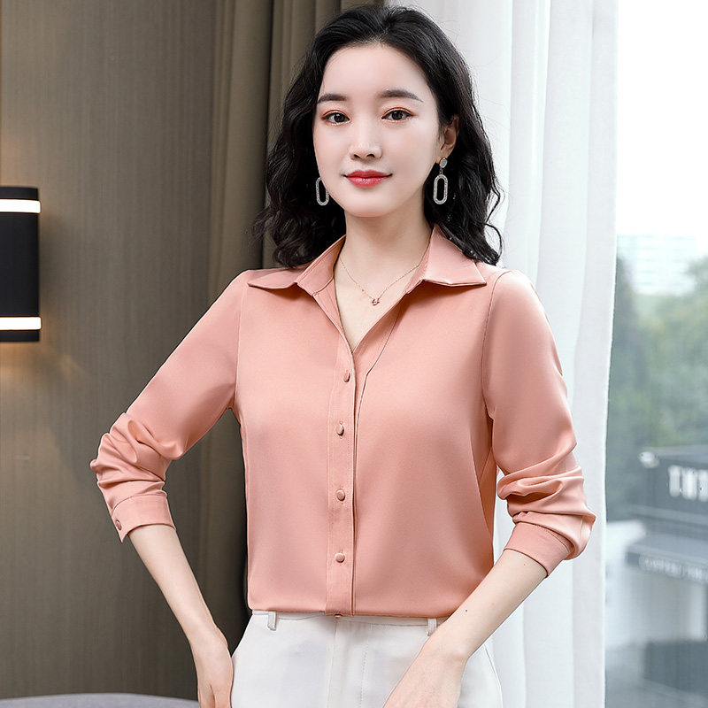 杭州真丝衬衫女长袖商城同款新款春秋上衣高端中年妈妈桑蚕丝衬衣