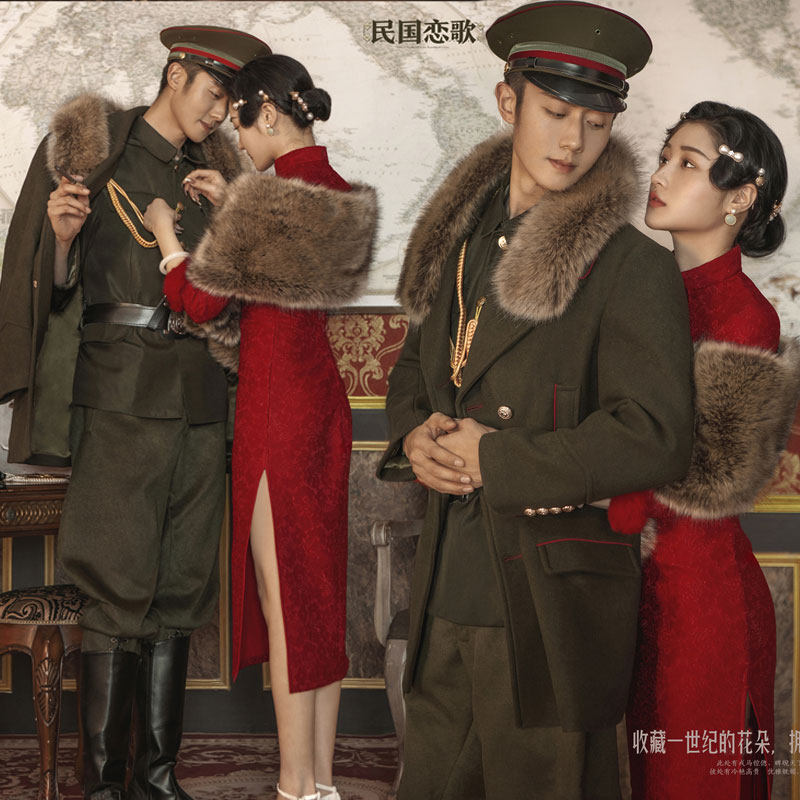 影楼主题复古情侣民国风军阀旗袍婚纱照摄影旅街拍照礼服便装写真