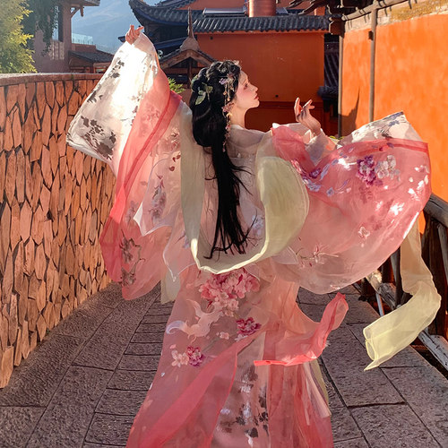 芥子记【玲珑夫人】桃花花神重工刺绣飘片齐胸裙春夏款