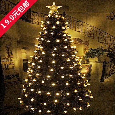 圣诞节装饰装扮1.5、1.8、2.1米发光水晶圆球金色叶子光纤圣诞树