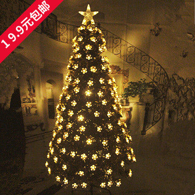 圣诞节装饰品1.5、1.8、2.1、2.4米梅花金色叶子豪华光纤圣诞树套