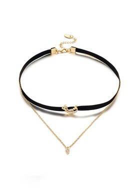 Glam Ever美人鱼双层项链 女潮ins网红气质叠戴镀18k金锁骨链颈链