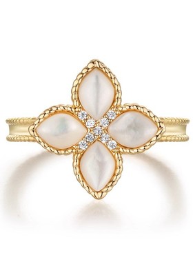 Glam Ever四叶草戒指 镀18k玫瑰金小众设计师贝母花瓣网红ins指环