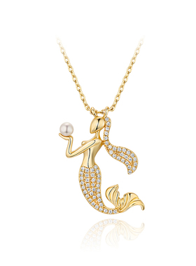 Glam Ever美人鱼双层叠戴项链女 镀18k金浮雕圆盘字母锁骨链颈链