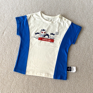 90-120码~外贸韩单夏款男女童装 纯棉薄款卡通拼色短袖T恤