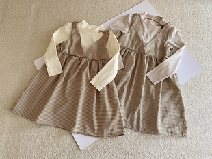 110-140码~外贸日单秋款女孩纯棉假两件长袖连衣裙