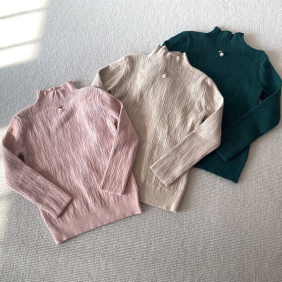 120-140码~冬装女童装 弹力纱柔软弹力半高领打底衫毛衣