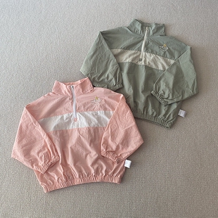 100-130码~外贸韩单春秋款男女童装 梭织立领拉链套头薄外套