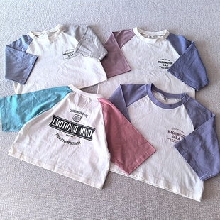女童装 外贸日单春夏款 纯棉7分袖 拼袖 休闲宽松T恤 120 款 160码