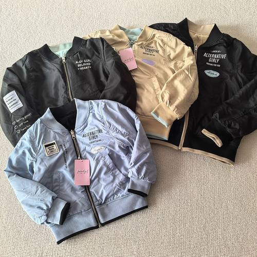 110-160~外贸日单秋冬装男女童装 两面穿毛绒拉链夹克衫休闲外套