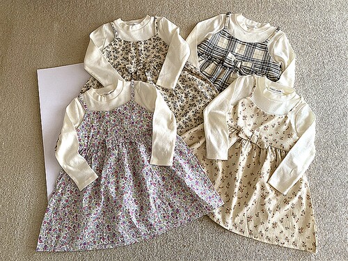 100-110码~外贸日单秋款女童装 纯棉拼接款碎花长袖连衣裙