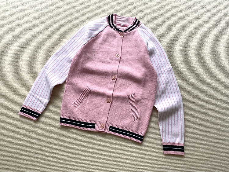 110-140码~冬装女童装 纯棉针织衫毛衣开衫棒球服式外套