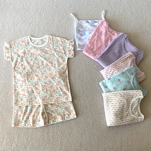 110-150码~外贸韩单夏装女童装 竹节棉薄款家居服空调服套装