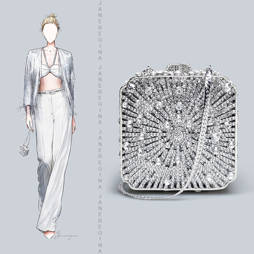 JANEREGINA轻奢晚宴满钻手拿包