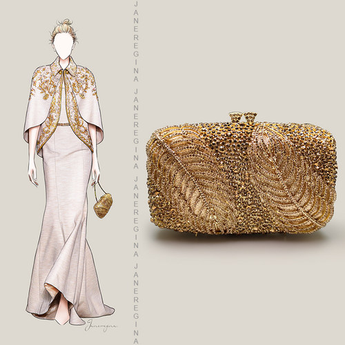 JANEREGINA轻奢水钻镂空手拿包