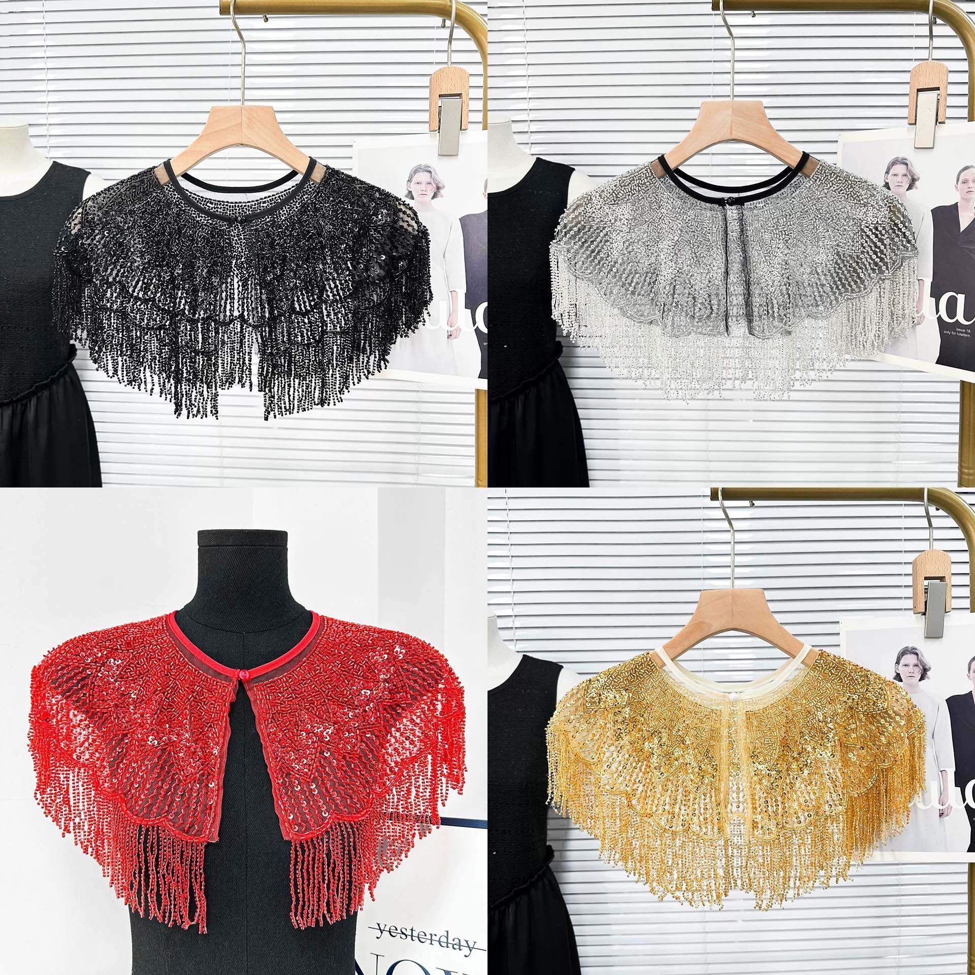 亮片刺绣流苏披肩舞蹈服礼服晚派对领口配饰名媛风斗篷新中式外搭,服饰配件/皮带/帽子/围巾,假领,淘宝优惠券,粉丝福利购,淘宝优惠卷