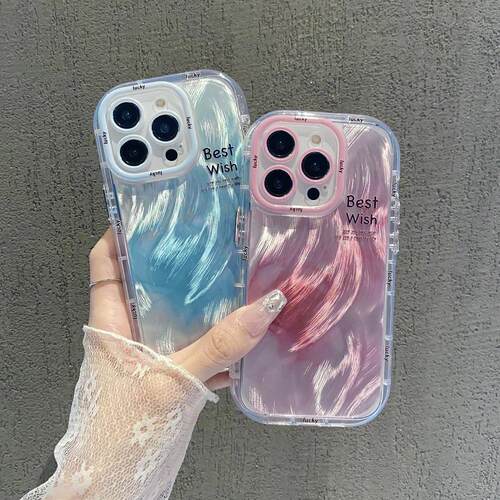ins风高级简约晕染粉手机壳