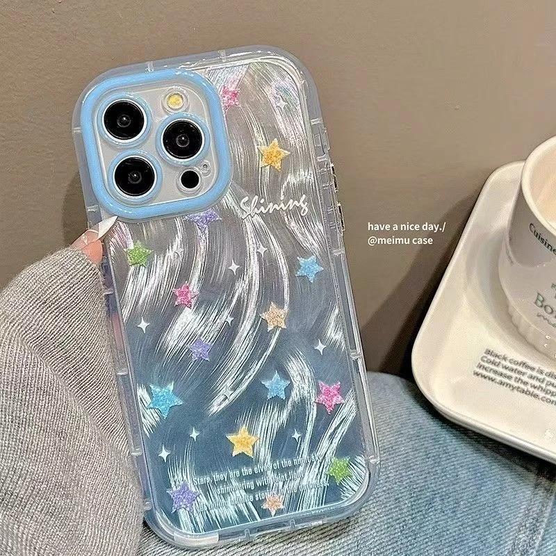 ins风彩色星星高级感手机壳适用iPhone16/15promax软壳小米15/14个性华为pura70小众mate70渲染vivos20保护套