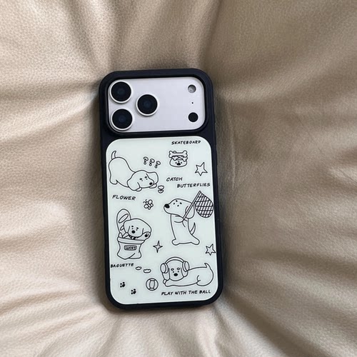 ins创意小众插画小狗手机壳