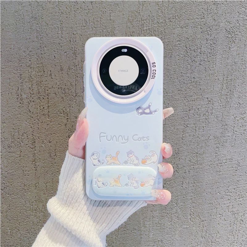 适用mate70/60/50pro可爱小猫手机壳华为pura80/70新款nova14/13pro个性荣耀magic7/6少女风荣耀X70/60保护套