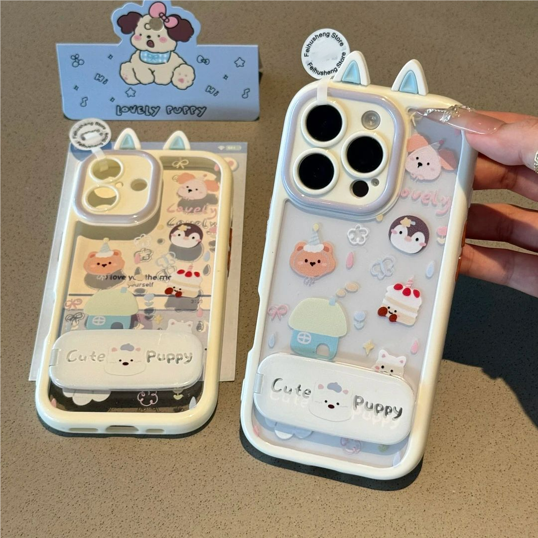 苹果17可爱镜面支架西高地手机壳