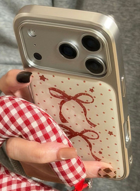小众高级感蝴蝶结星星手机壳适用苹果17/16pro新款IPhone15/14plus大孔12/13小众11电镀findX9个性Reno15挂绳